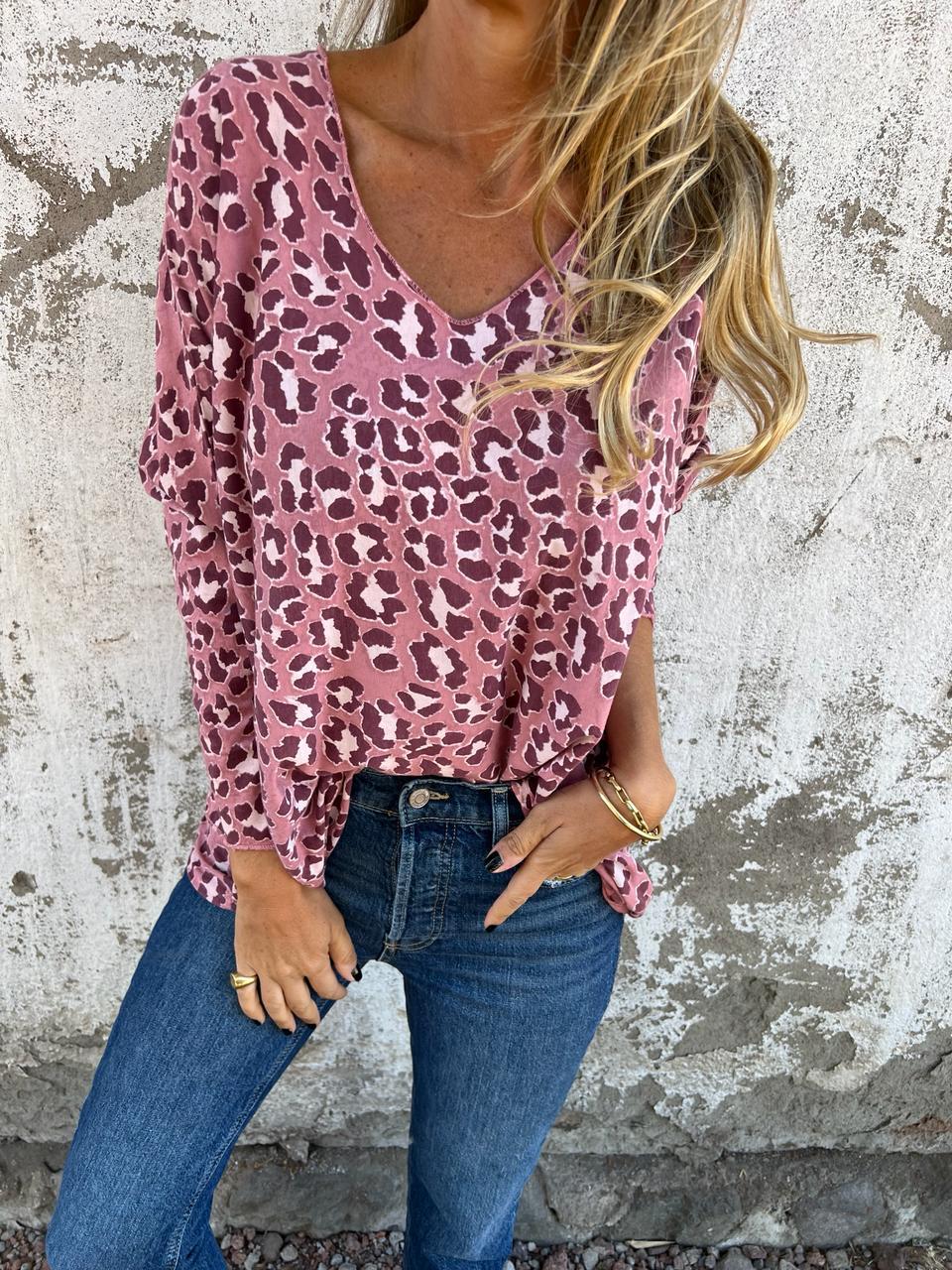 V-neck Leopard Print Top