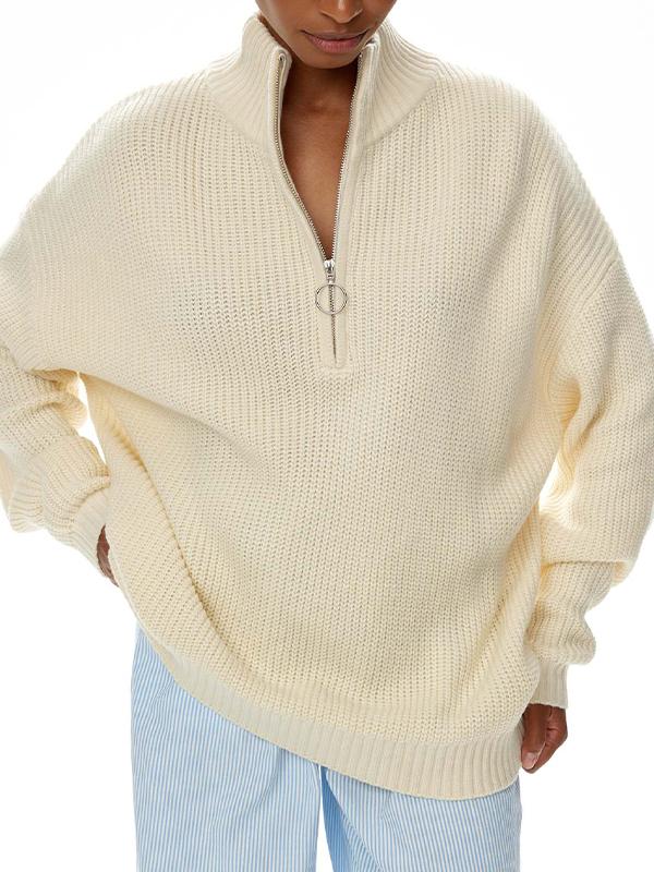 Women's Stand Collar Half Zipper Knitted Sweater