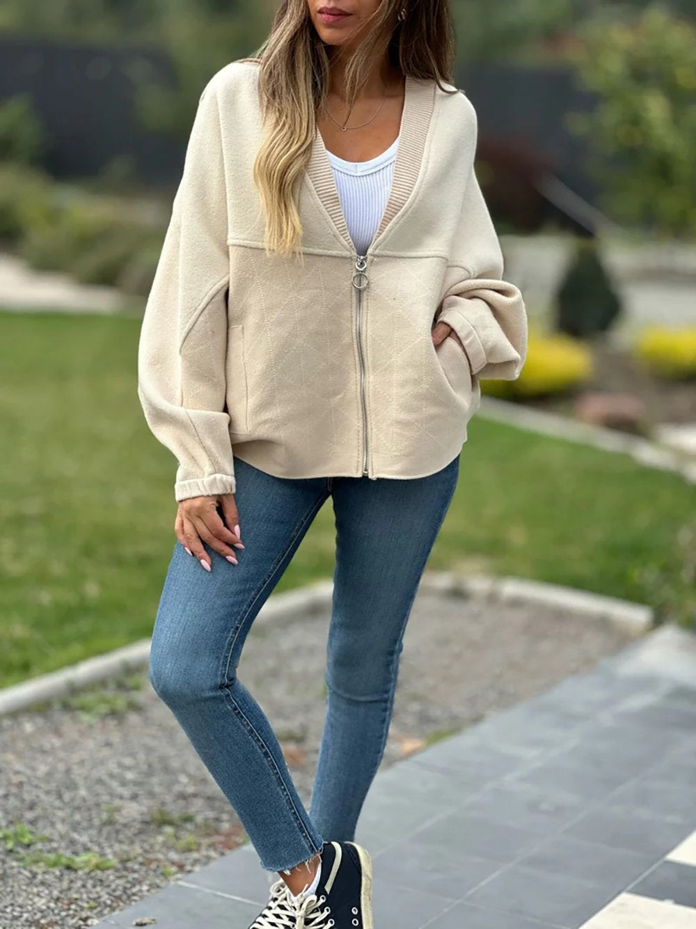 Women's Fashion Zipper Casual Jacket