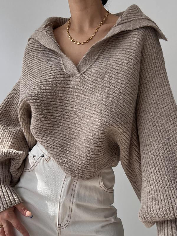 Sweater sweater lapel pullover top