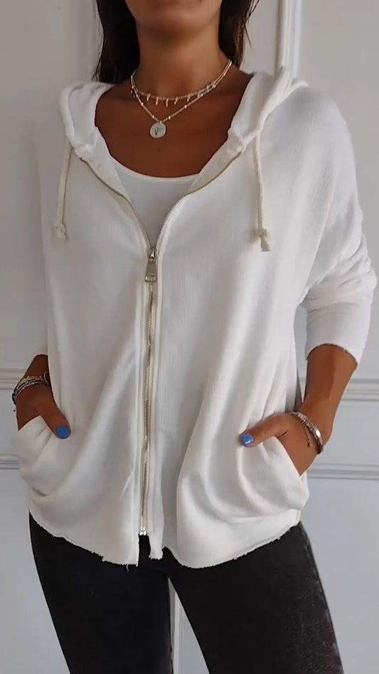 Hooded Zip-up Casual Top