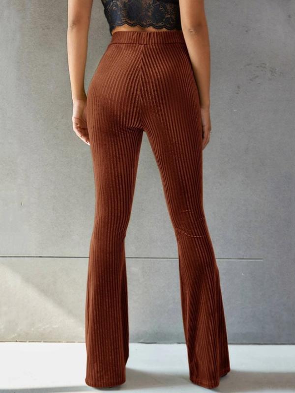 Stylish sexy solid color high-waisted canary pit flares