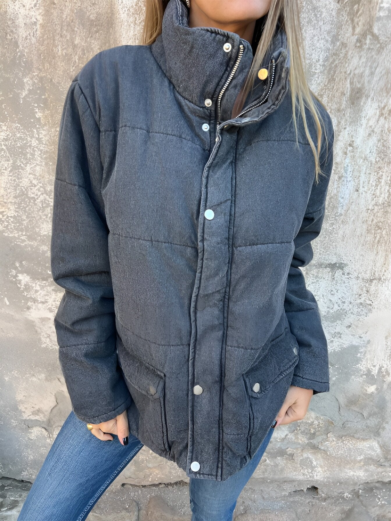 Stand Collar Zipper Down Jacket