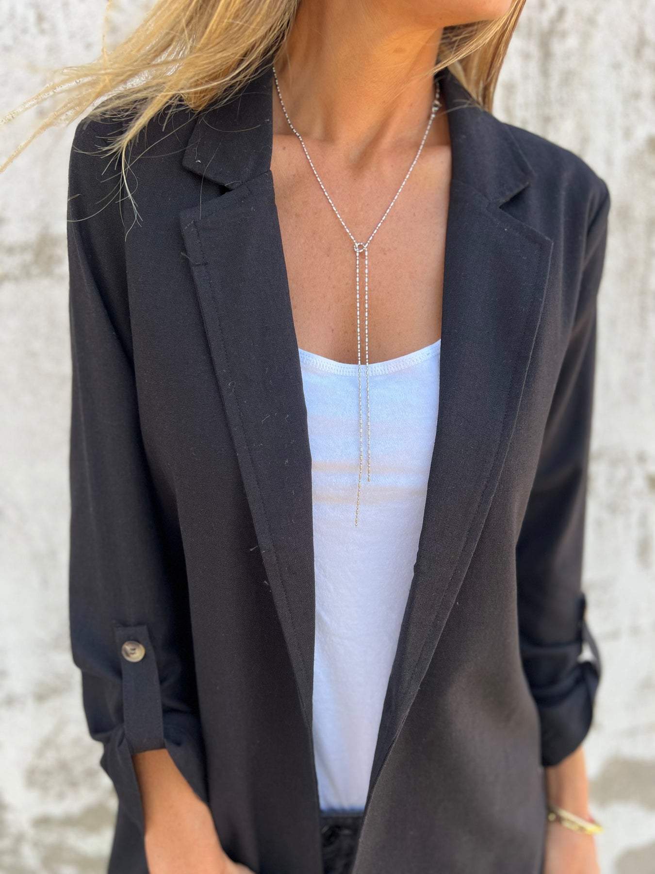 Cotton and Linen Mid-sleeve Blazer