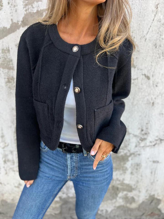 Round Neck Single Breasted Jacket