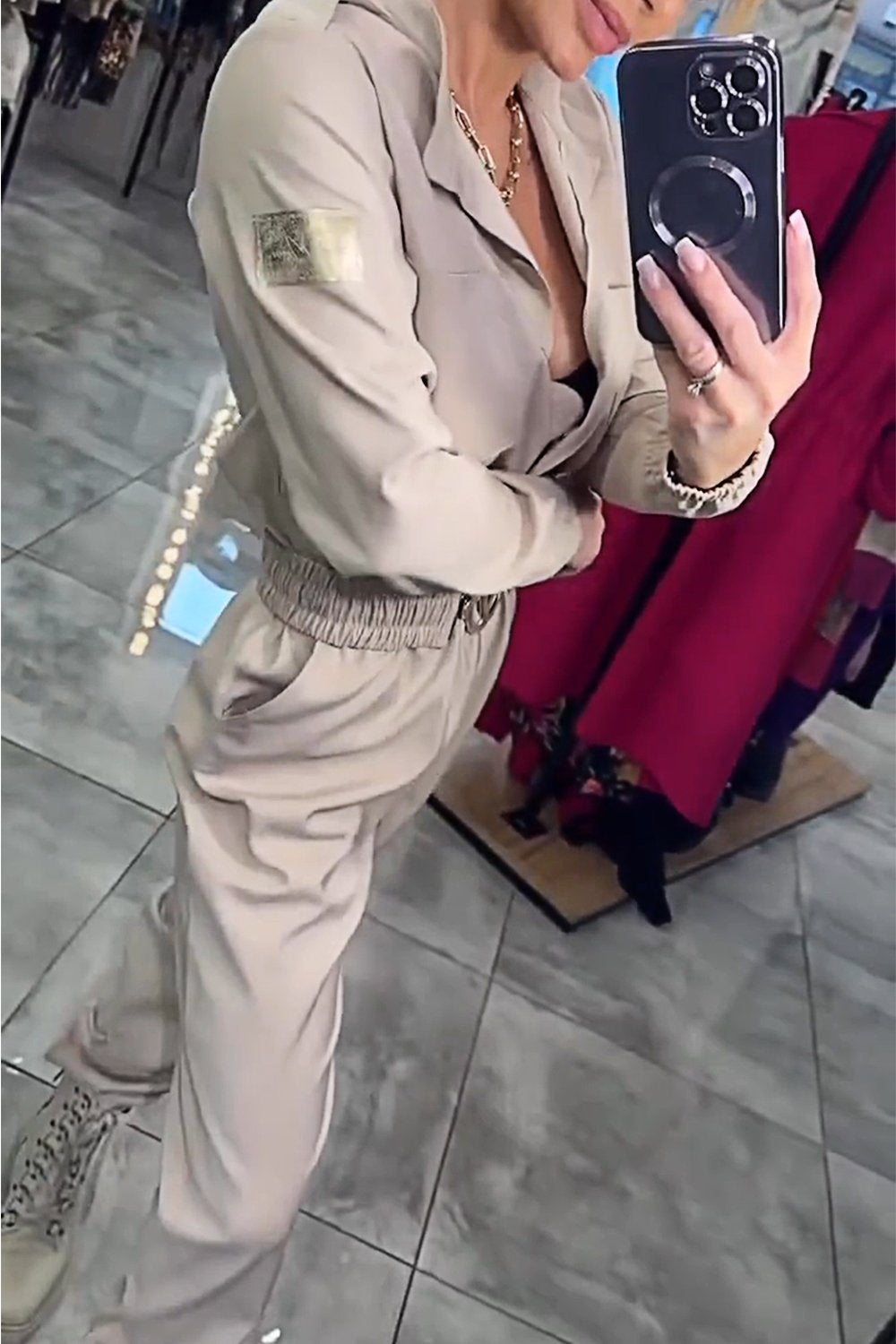 Women's Solid Color Belted Jumpsuit