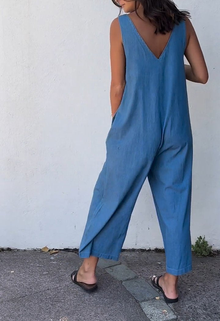 Summer V-neck Suspender Jumpsuit