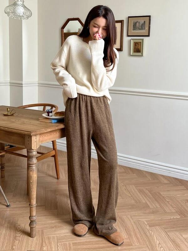 DAZY Elastic Waist Wide Leg Pants