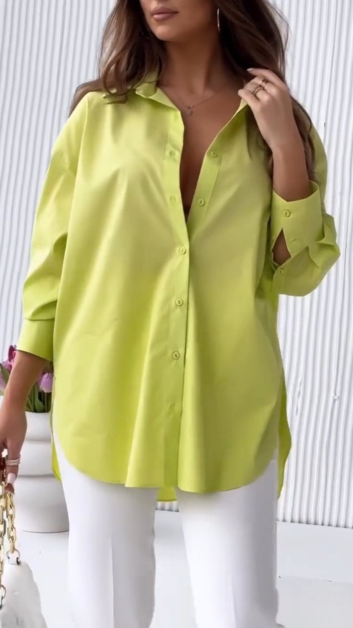 Lapel Solid Color Shirt