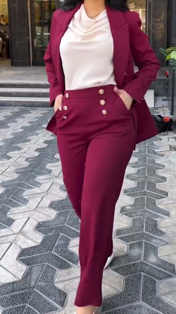 Women's Casual Long Sleeve Blazer Suit