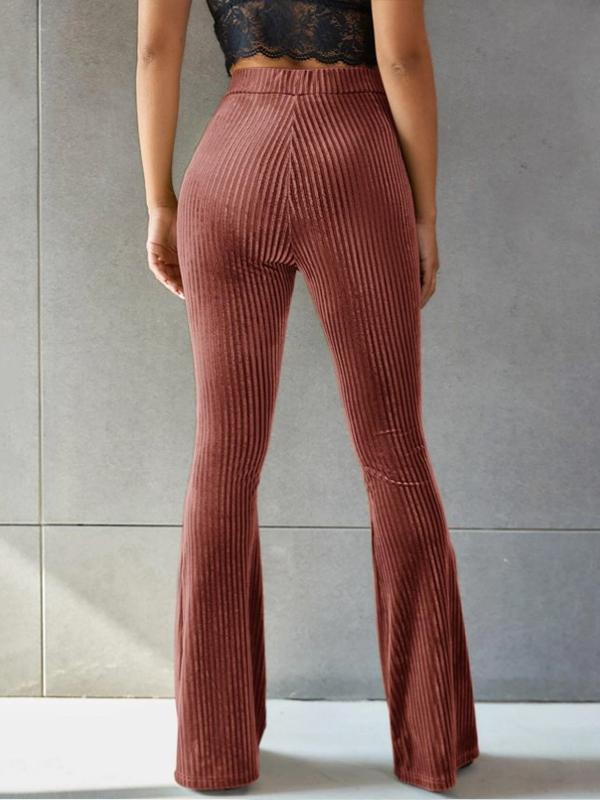 Stylish sexy solid color high-waisted canary pit flares