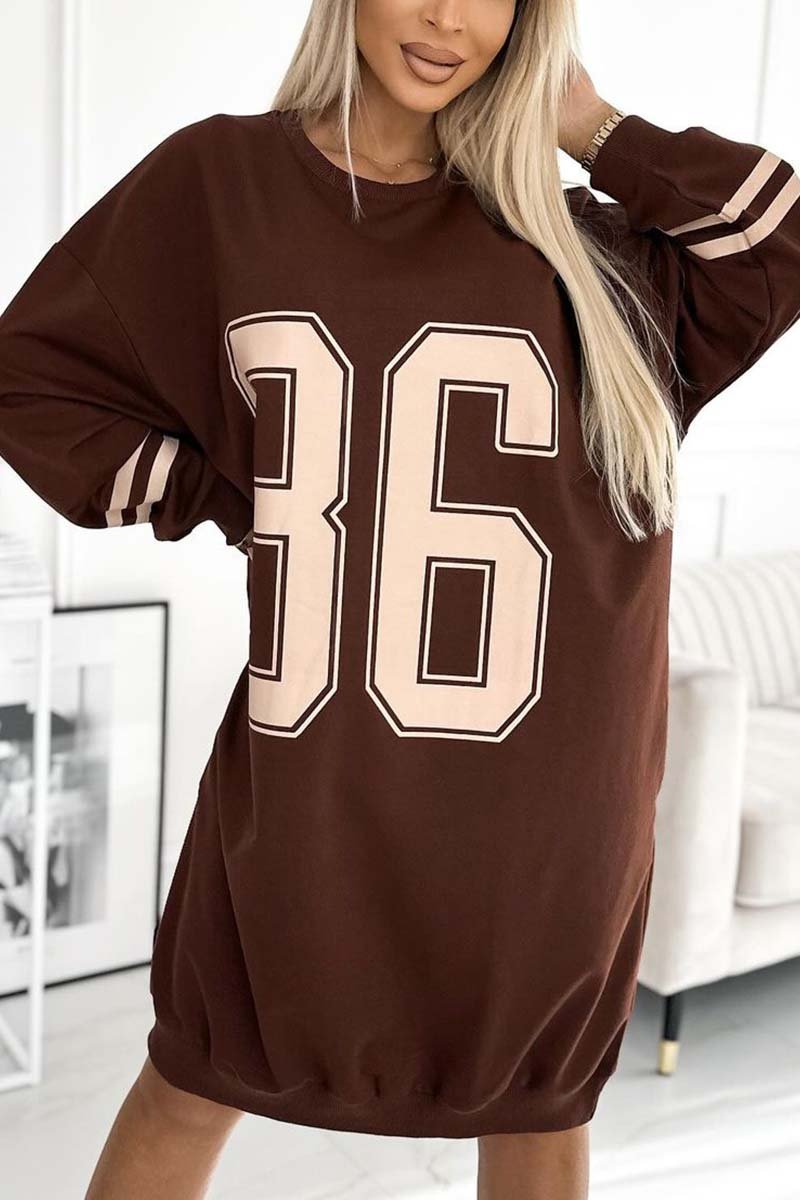 Women's casual sports letter print sweatshirt dress