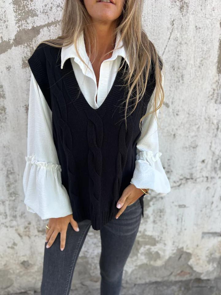 Casual V-neck Knitted Vest