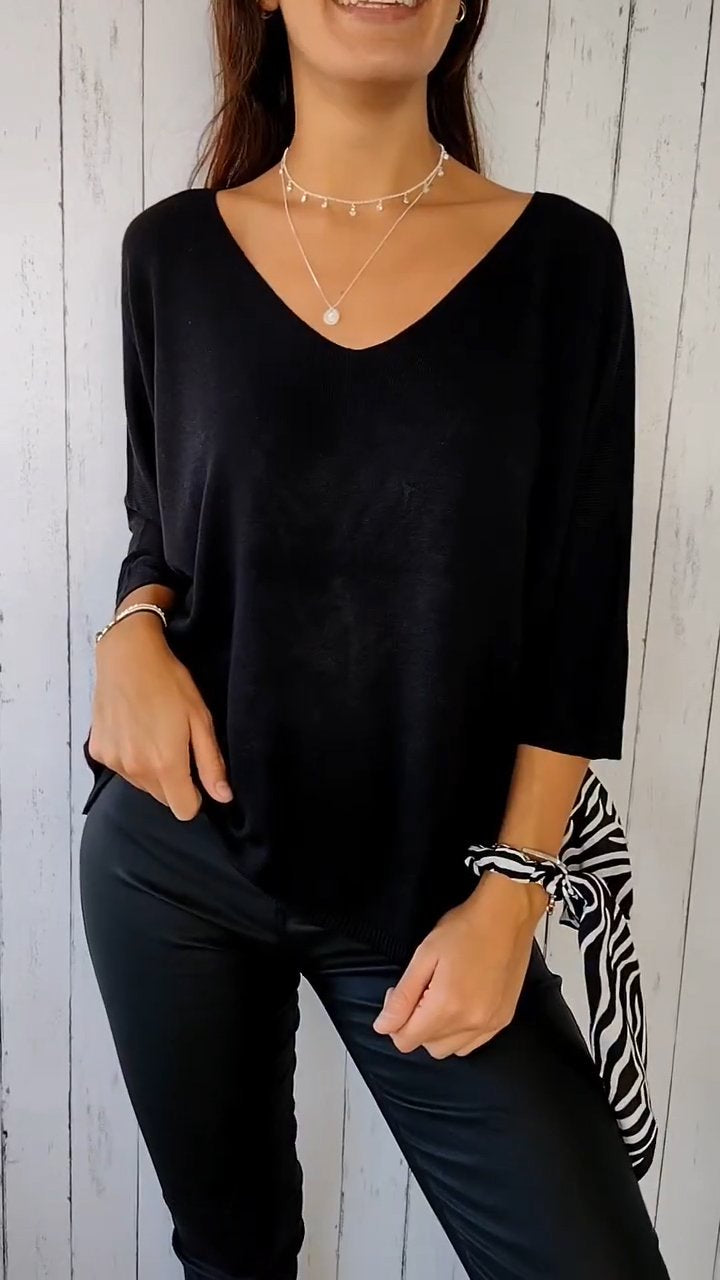 V-neck Long-sleeved Comfort Top