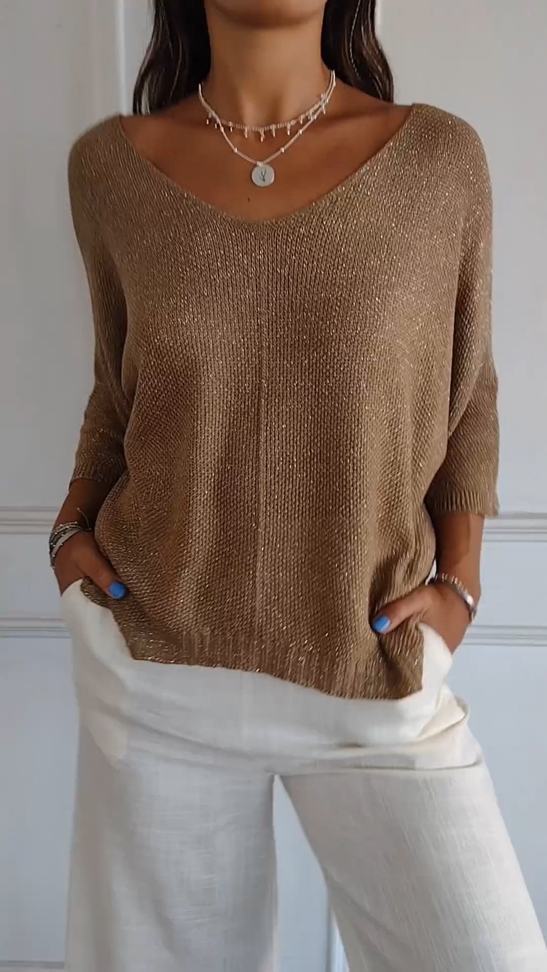 V-neck Draped Loose Top