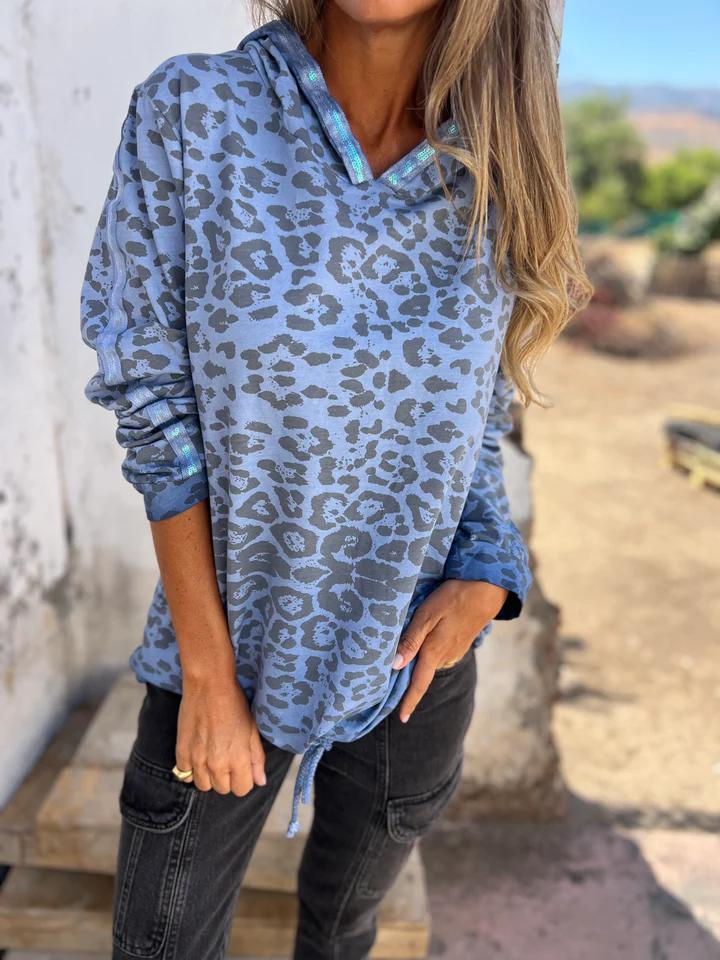 Casual Leopard Printed Hooded Sweatshirt