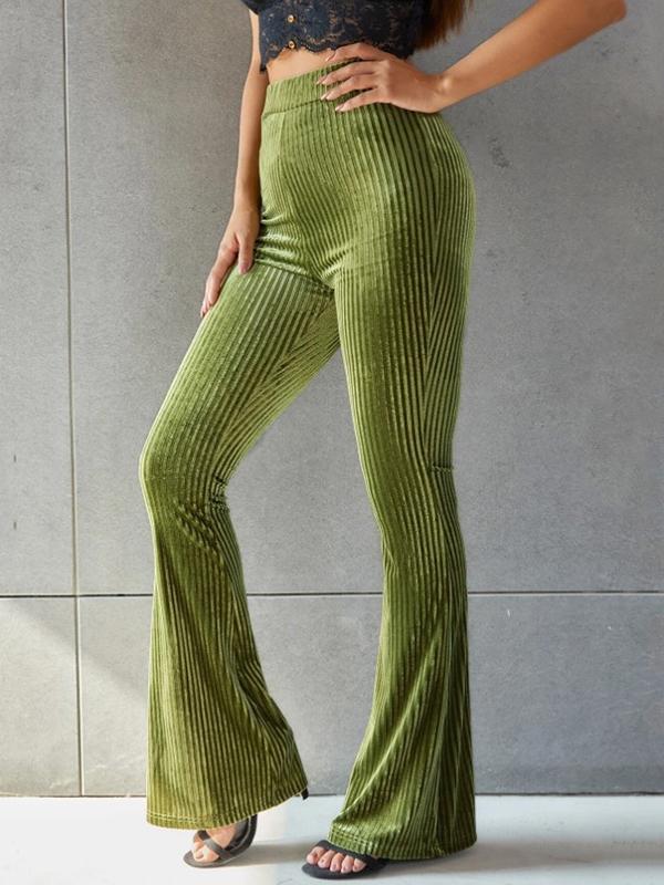 Stylish sexy solid color high-waisted canary pit flares