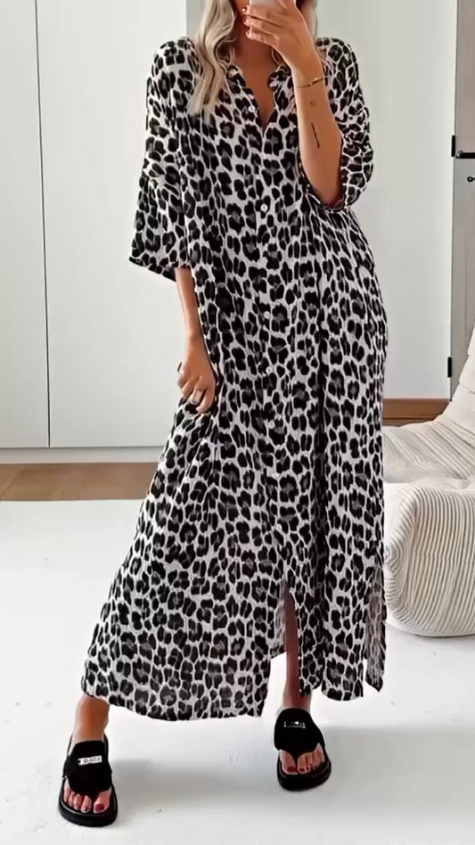 V-neck Leopard Print Dress