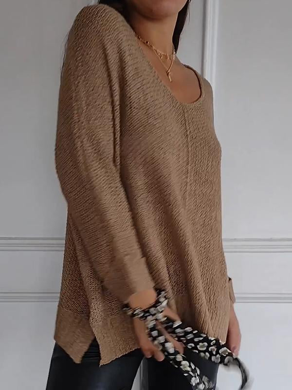 Women's V-neck Knitted Long-sleeved Top