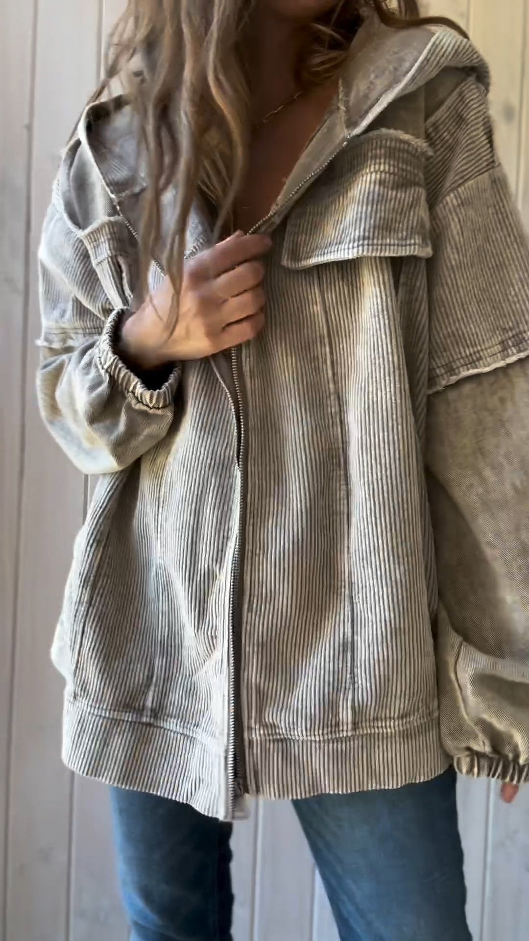 Casual Hooded Corduroy Jacket