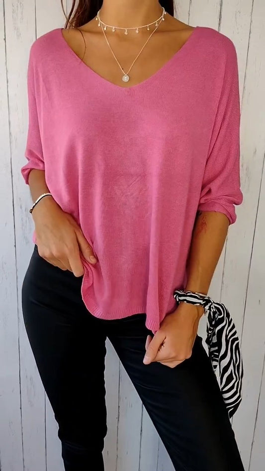 V-neck Long-sleeved Comfort Top