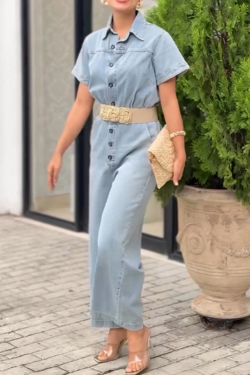 Women's casual denim jumpsuit