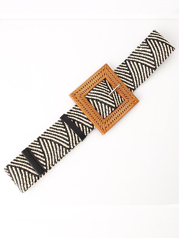 Women's Grass Woven Elastic Woven Belt Elastic Waist Seal Bohemian Style