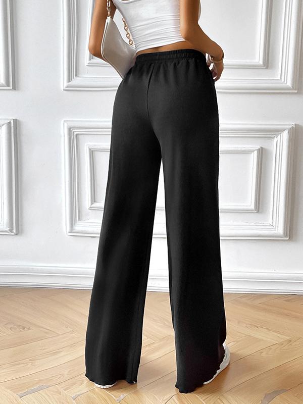 Casual solid color wide leg trousers