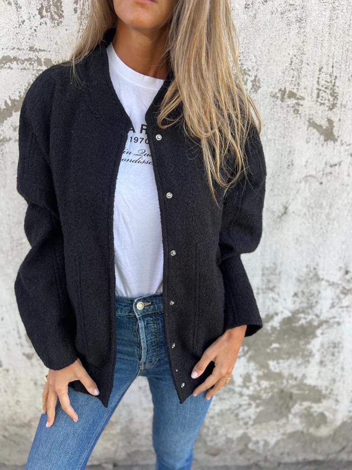 Casual Round Neck Single Breasted Jacket