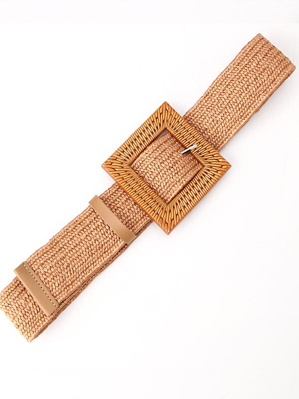 Women's Grass Woven Elastic Woven Belt Elastic Waist Seal Bohemian Style