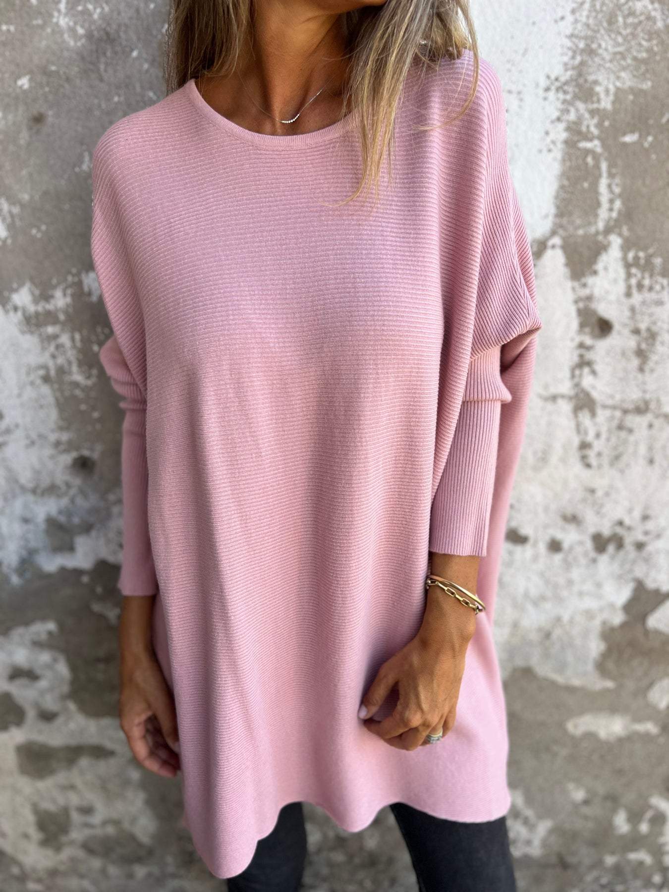 Round Neck Long Sleeve Knitted Top