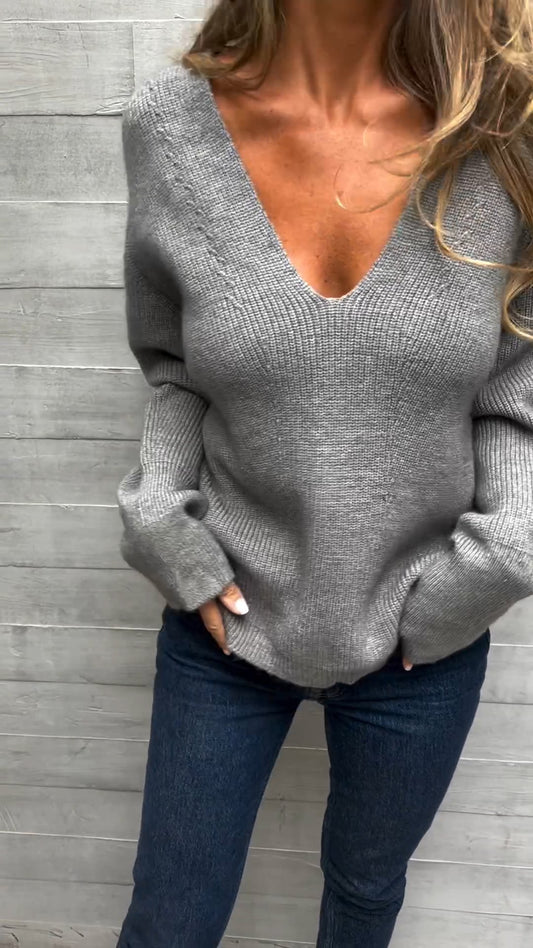 Casual V-neck Knitted Top