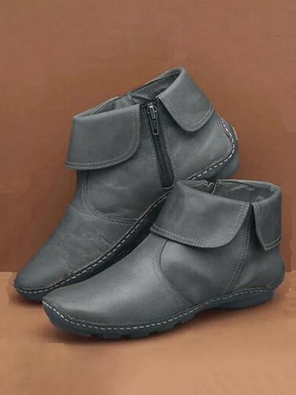 Women Casual Plain All Season Zipper Round Toe Plus Size Rubber Non-Slip Classic Boots Boots