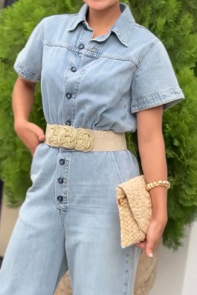 Women's casual denim jumpsuit