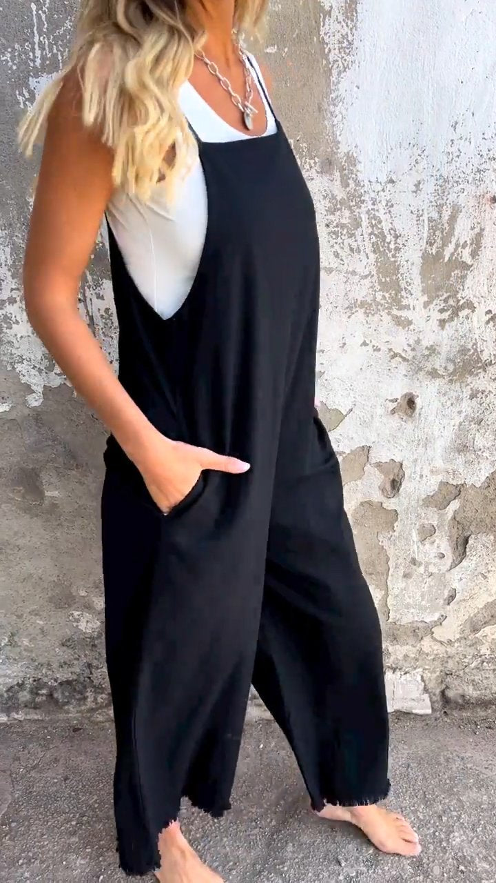 Sleeveless Casual Jumpsuit with Suspenders