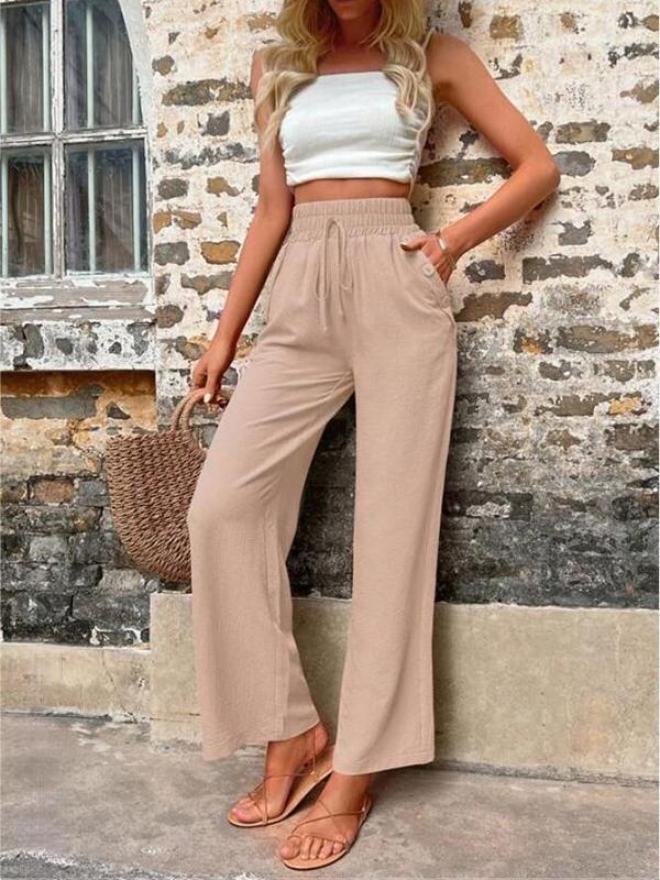 Women's slacks elastic high-waisted slacks