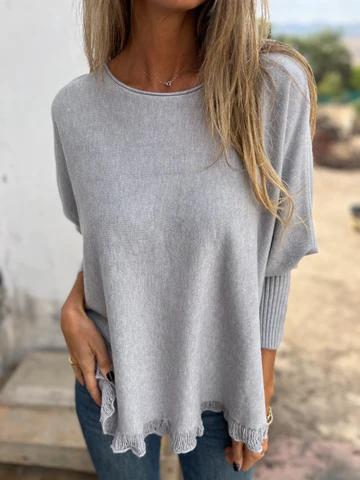 Casual Round Neck Lace Top