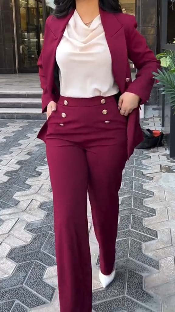 Women's Casual Long Sleeve Blazer Suit