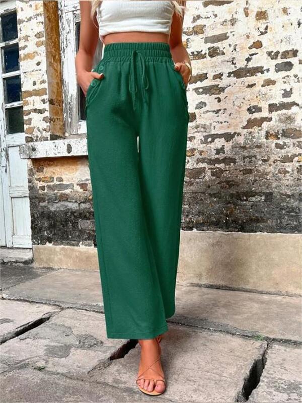 Women's slacks elastic high-waisted slacks