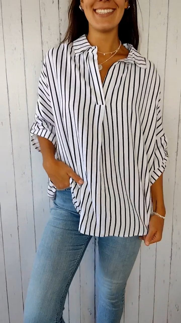 Lapel Striped Shirt