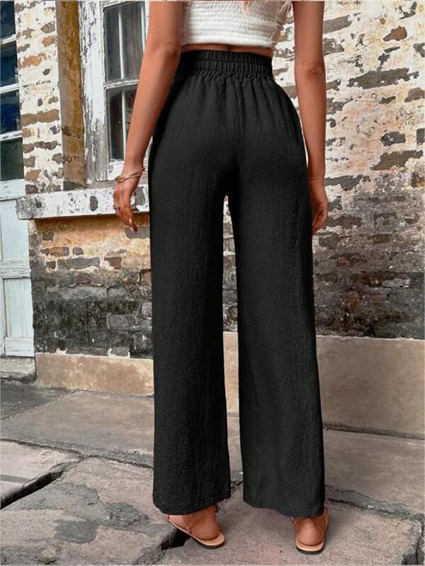 Women's slacks elastic high-waisted slacks