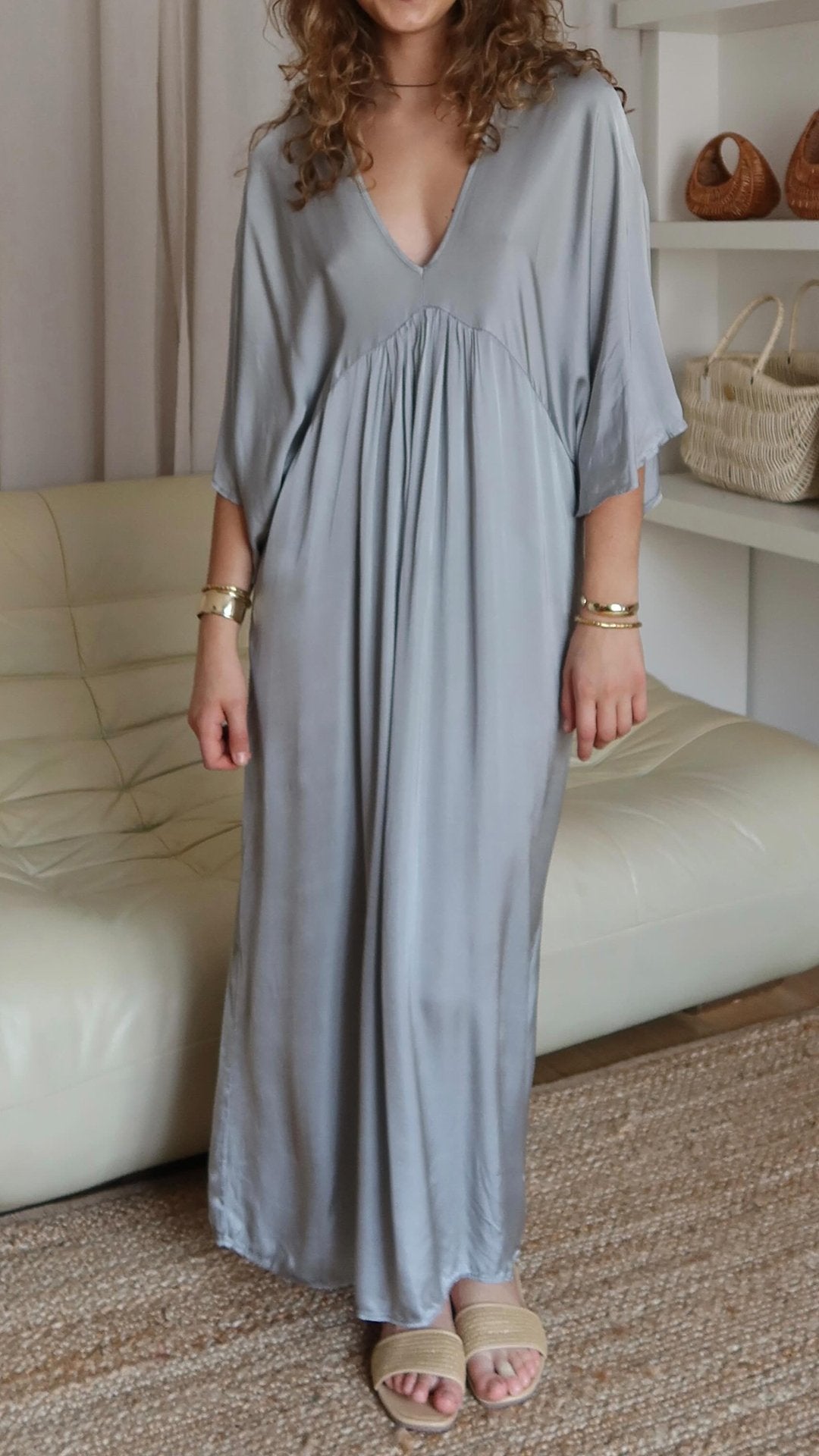 Women's Elegant Satin Long Sleeve Dress