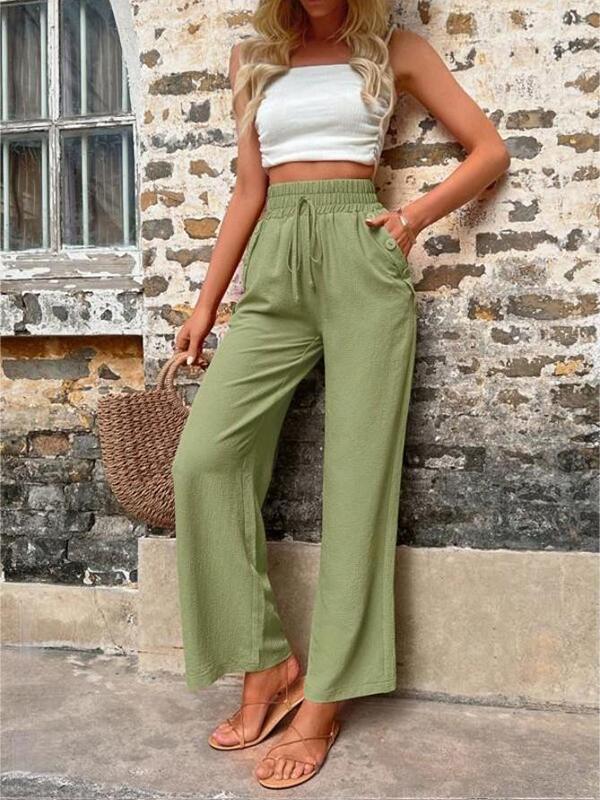 Women's slacks elastic high-waisted slacks