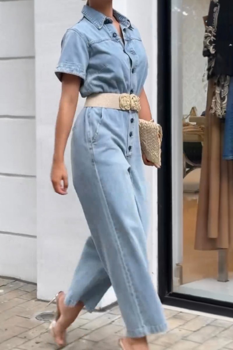 Women's casual denim jumpsuit