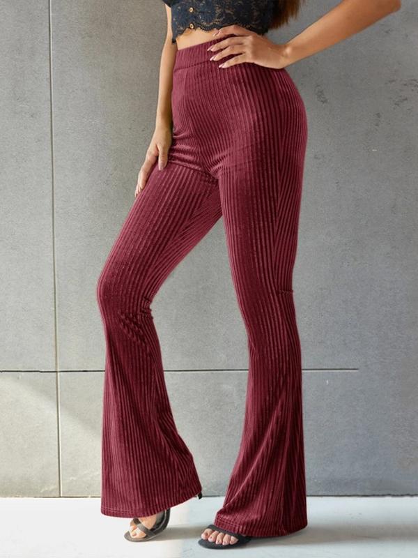 Stylish sexy solid color high-waisted canary pit flares