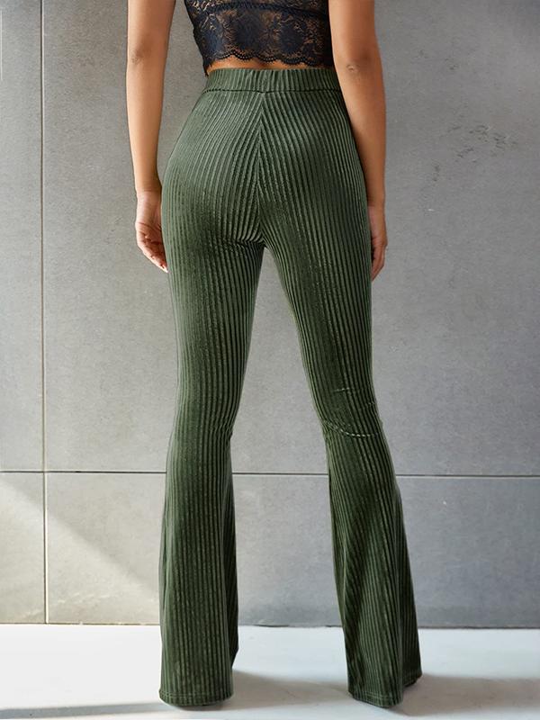 Stylish sexy solid color high-waisted canary pit flares