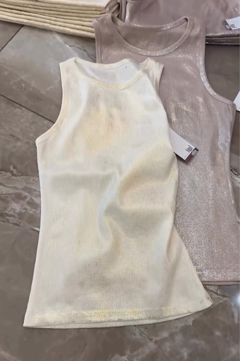 Metallic sleeveless tank top