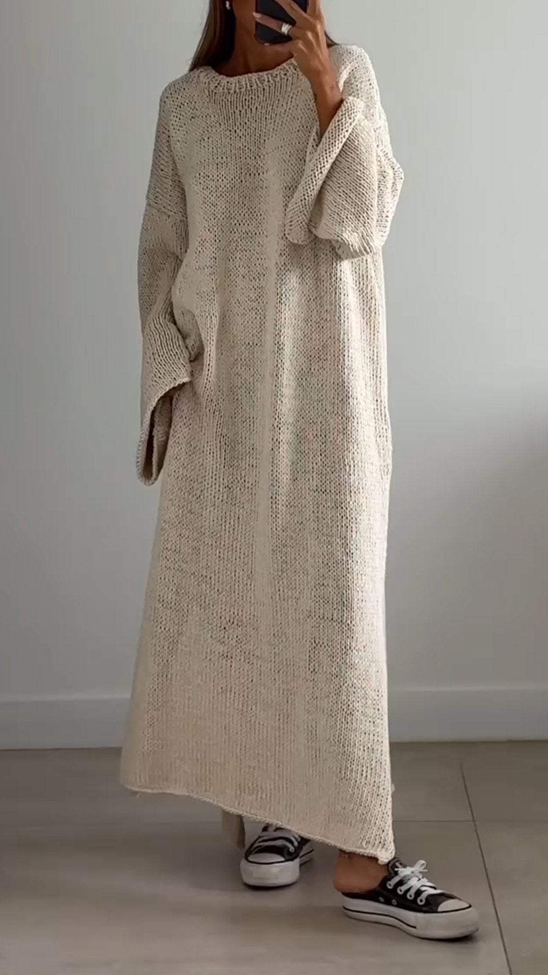 Round Neck Knitted Long Dress