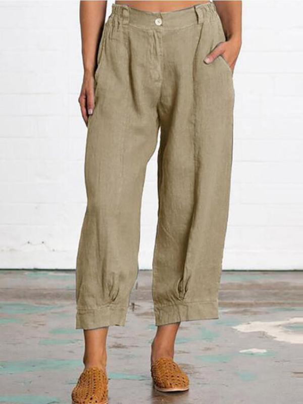 Nine-point casual cotton linen trousers