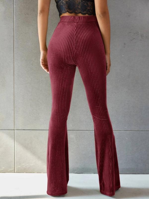 Stylish sexy solid color high-waisted canary pit flares